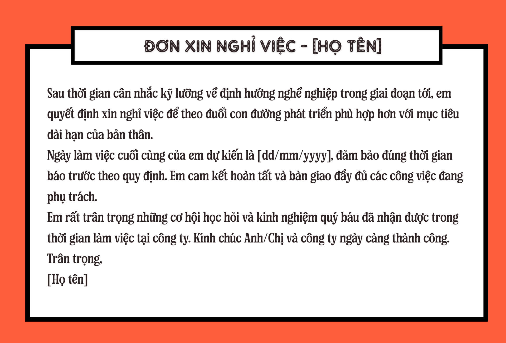 Mẫu mail xin nghỉ việc với lý do nghề nghiệp
