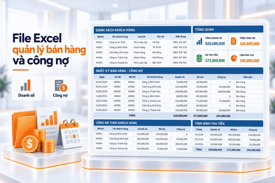 File Excel quản lý bán hàng và công nợ