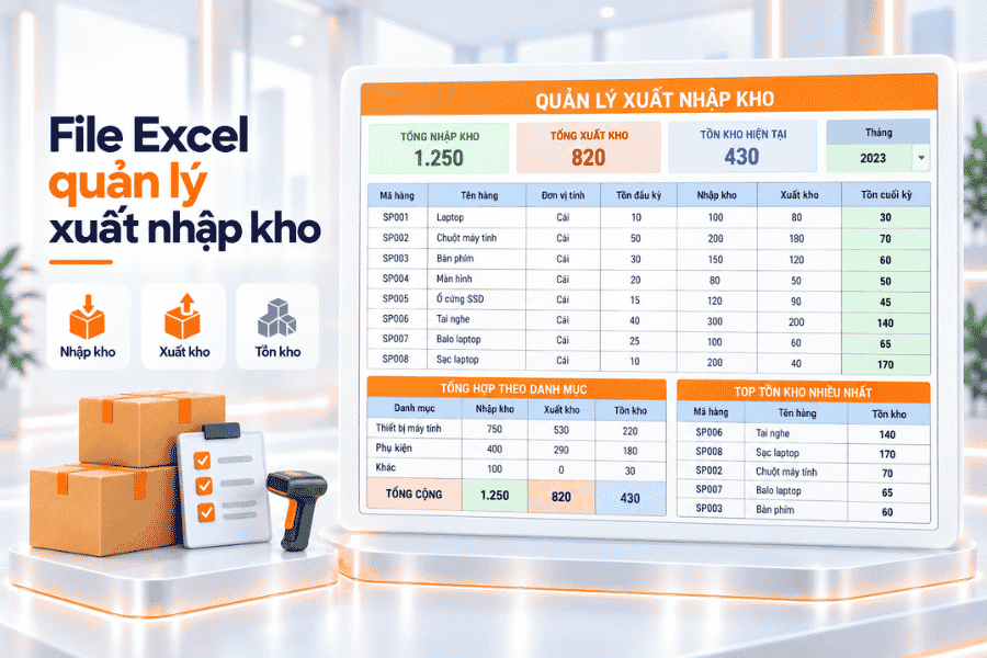File Excel quản lý xuất nhập kho