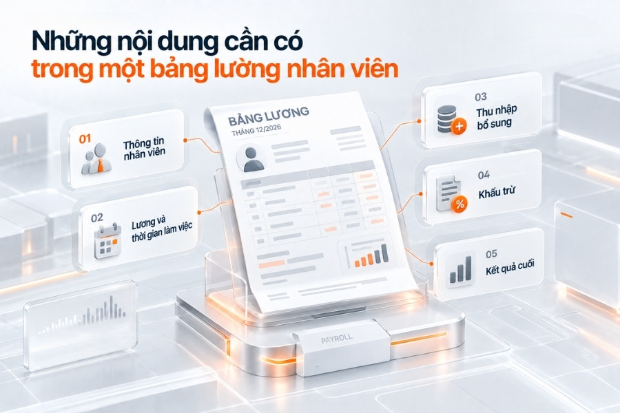 Infographic tổng hợp 5 thành phần nội dung cần có trong một bảng lương nhân viên chuẩn doanh nghiệp
