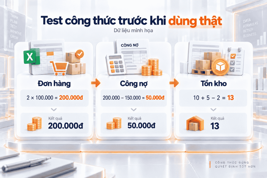 Test công thức trước khi đưa vào sử dụng thật