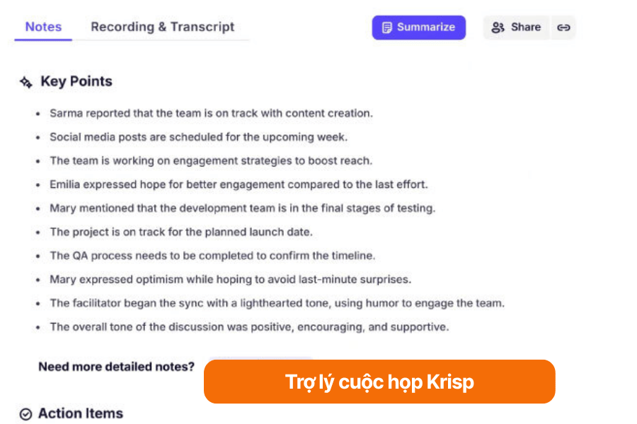 Trợ lý cuộc họp Krisp