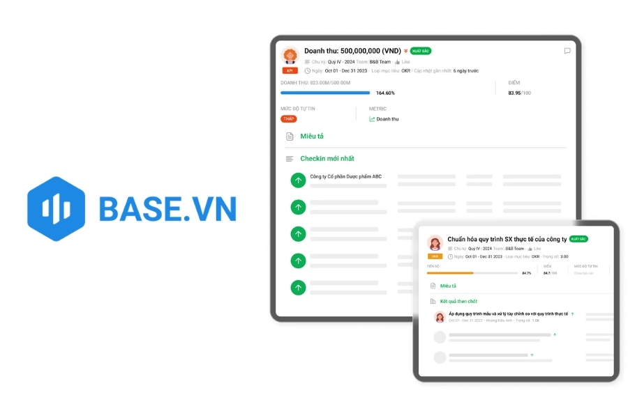 Giao diện phần mềm quản lý Base.vn