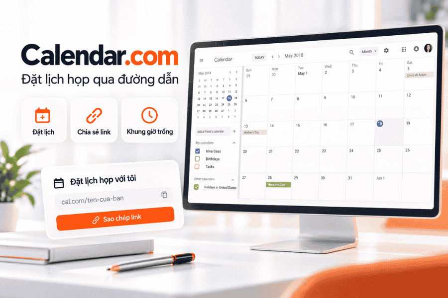 Calendar.com – Đặt lịch họp qua đường dẫn