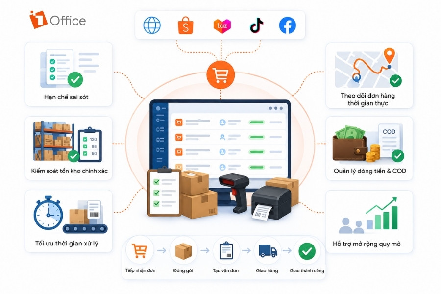 Infographic tổng hợp các lý do doanh nghiệp nên sử dụng phần mềm quản lý đơn hàng đa kênh