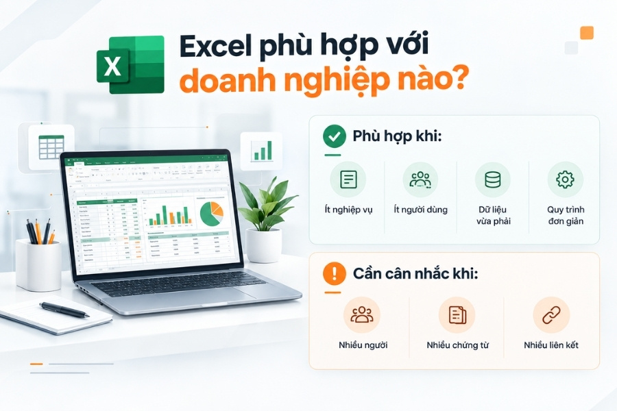 Infographic phân tích tiêu chí đánh giá Excel phù hợp với doanh nghiệp nào từ 1Office.