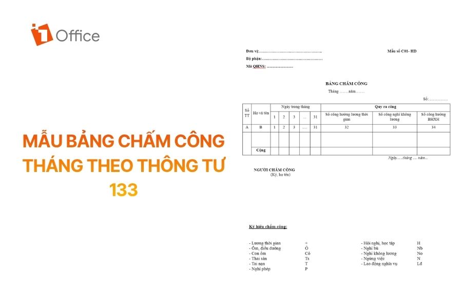 Mẫu bảng chấm công tháng theo Thông tư 133