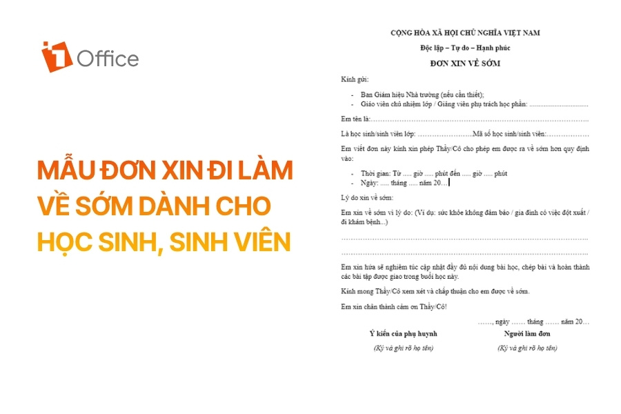 Mẫu đơn xin về sớm dành cho học sinh, sinh viên.