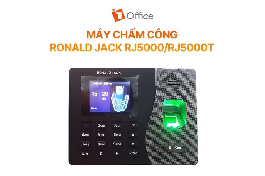 Máy chấm công Ronald Jack RJ5000/RJ5000T - dòng thiết bị chấm công vân tay phổ biến dễ dàng tích hợp dữ liệu với phần mềm quản lý nhân sự.