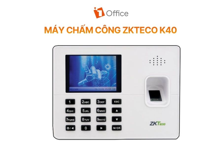 Máy chấm công vân tay và thẻ cảm ứng ZKTeco K40 tích hợp đồng bộ dữ liệu với phần mềm 1Office