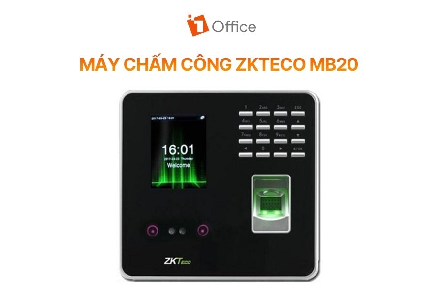 Máy chấm công ZKTeco MB20 - dòng máy hỗ trợ chấm công đa năng bằng khuôn mặt, vân tay và mật mã dành cho doanh nghiệp.