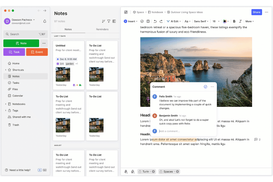 Phần mềm lập thời gian biểu cá nhân Evernote