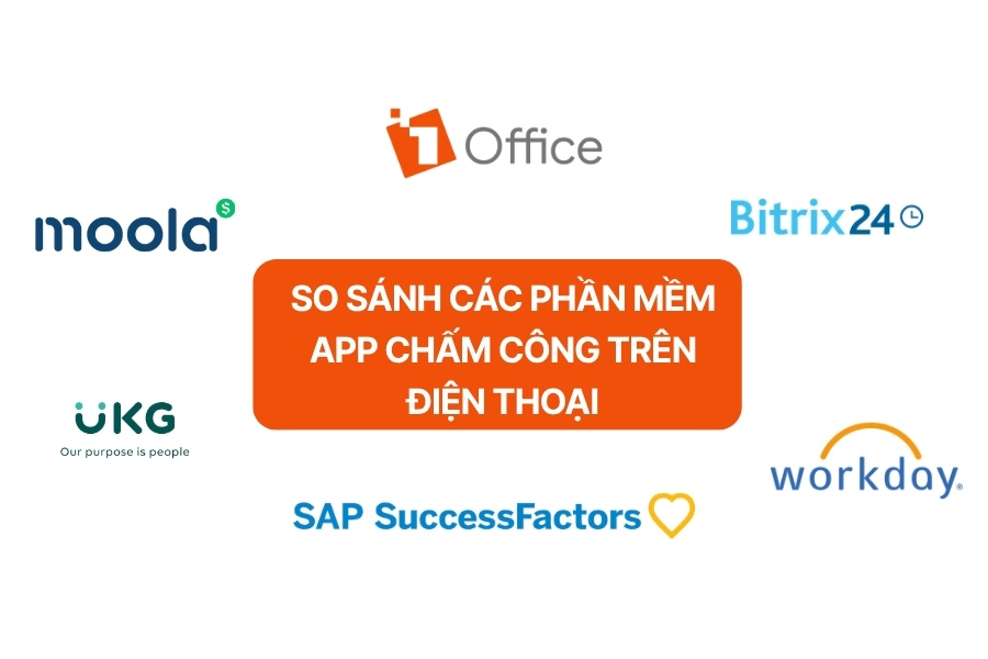 Infographic tổng hợp so sánh các phần mềm app chấm công trên điện thoại phổ biến
