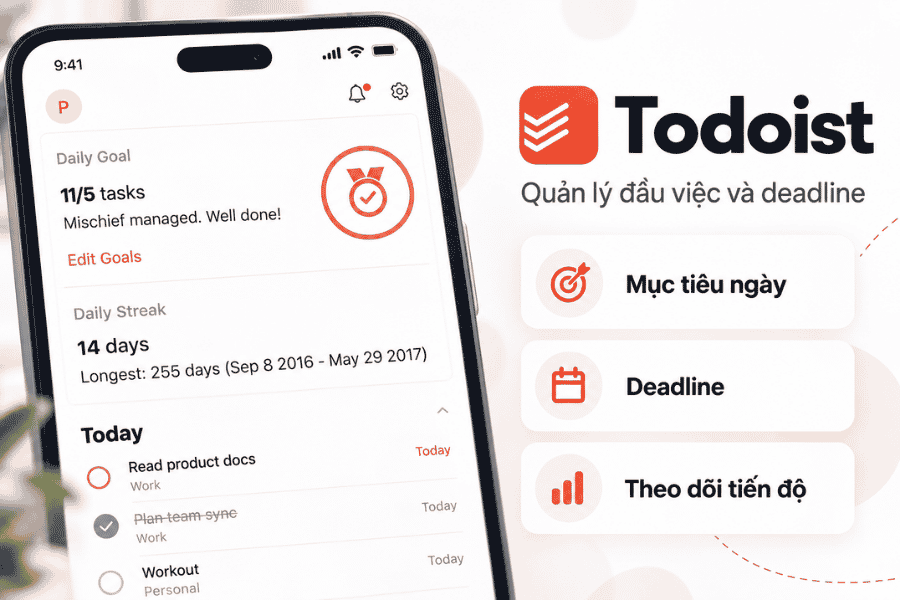 Todoist – Quản lý đầu việc và deadline