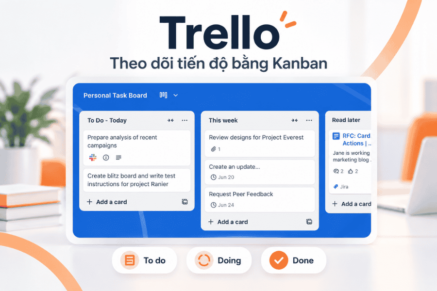 Trello – Theo dõi tiến độ bằng Kanban