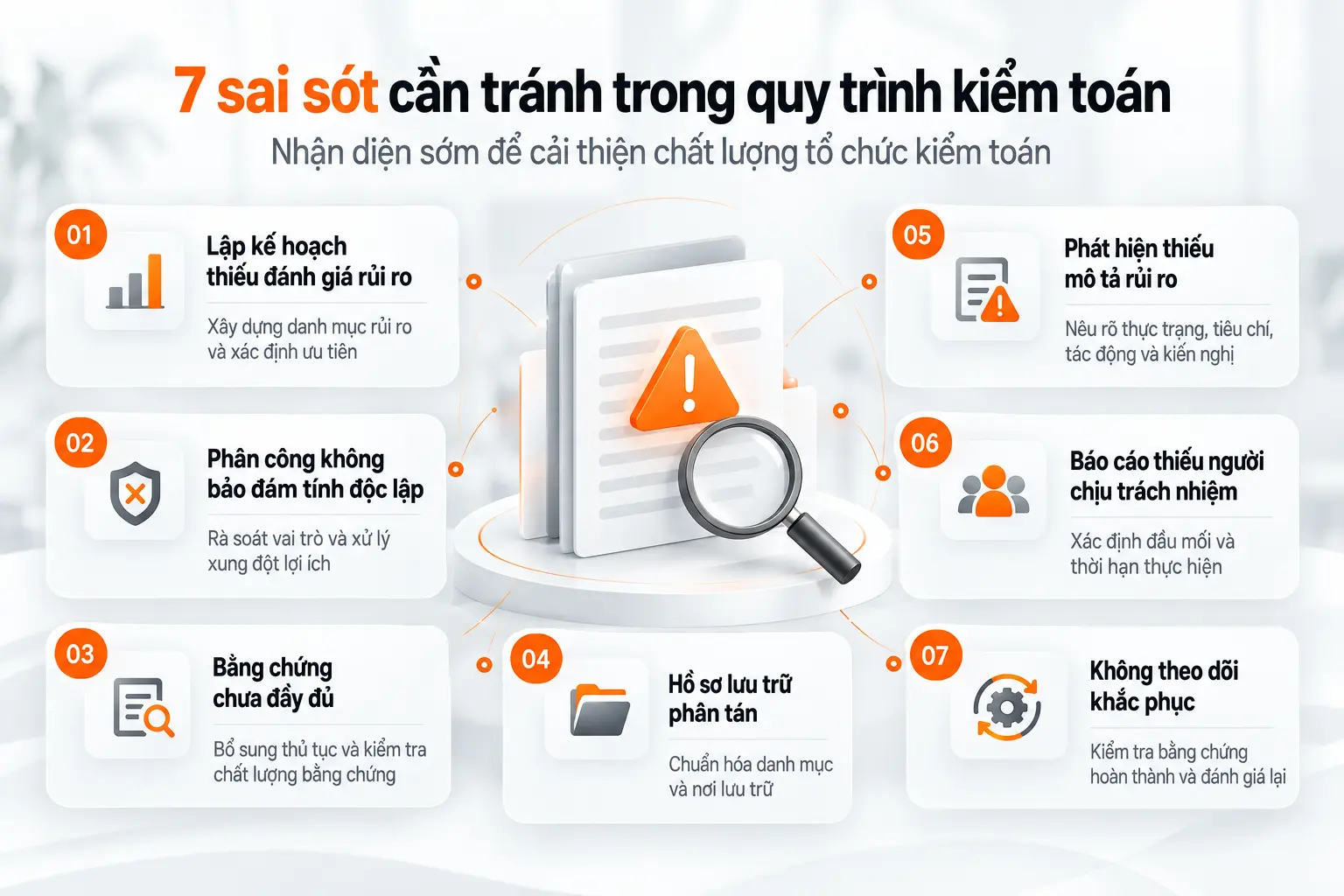 Doanh nghiệp cần nhận diện 7 sai sót thường gặp để cải thiện chất lượng kiểm toán.