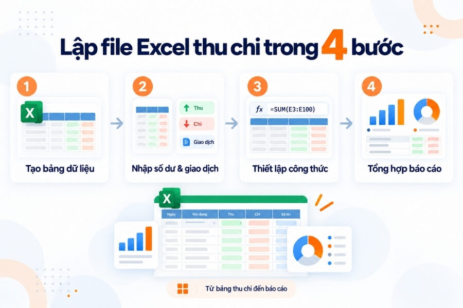 Lập file Excel thu chi trong 4 bước