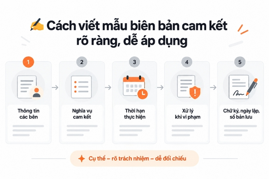 Các thành phần cần có khi viết biên bản cam kết