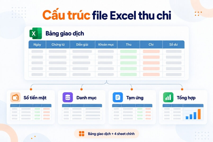 Cấu trúc file Excel thu chi