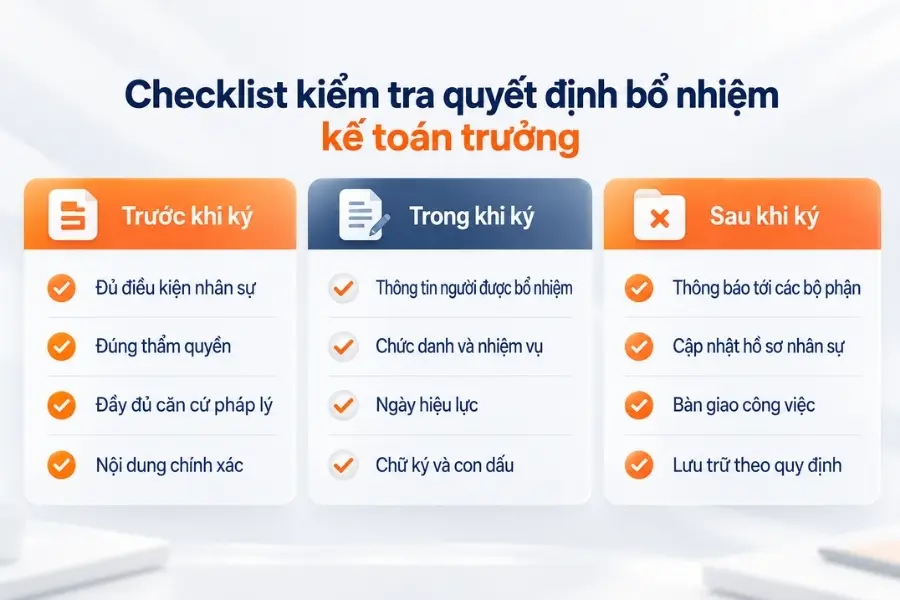 Checklist bổ nhiệm kế toán trưởng