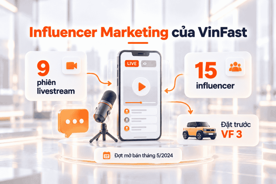 VinFast triển khai 9 phiên livestream với 15 influencer trong đợt nhận đặt trước VF 3.