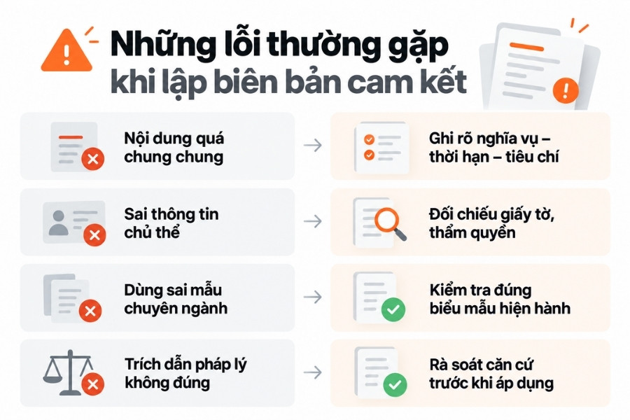 Các lỗi phổ biến khi lập biên bản cam kết