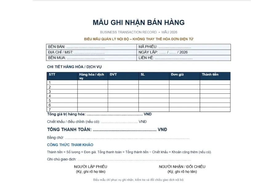 Mẫu hóa đơn bán hàng file Word