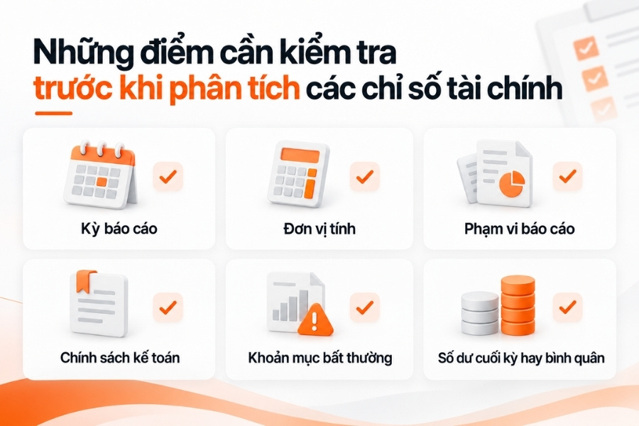 checklist tổng quát, giúp người đọc nắm nhanh các điều kiện cần kiểm tra trước khi phân tích.