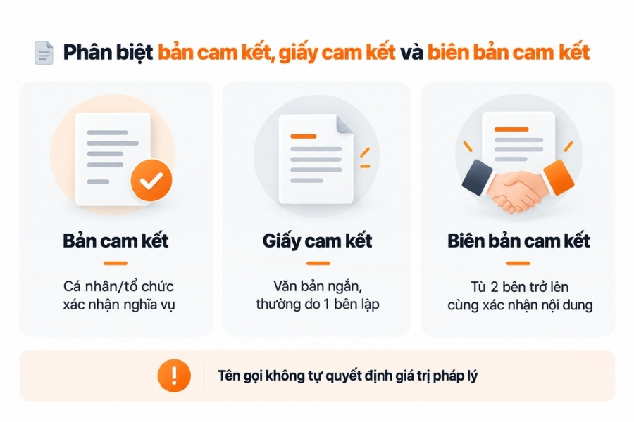 Phân biệt 3 loại văn bản cam kết thường gặp