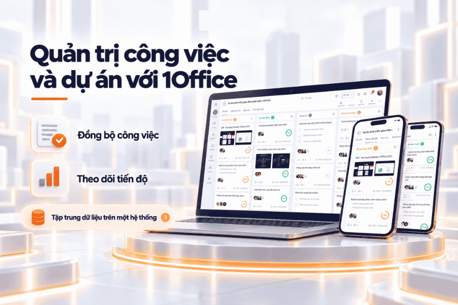 Giao diện quản trị công việc tập trung và liên thông dữ liệu trên hệ thống 1Office.