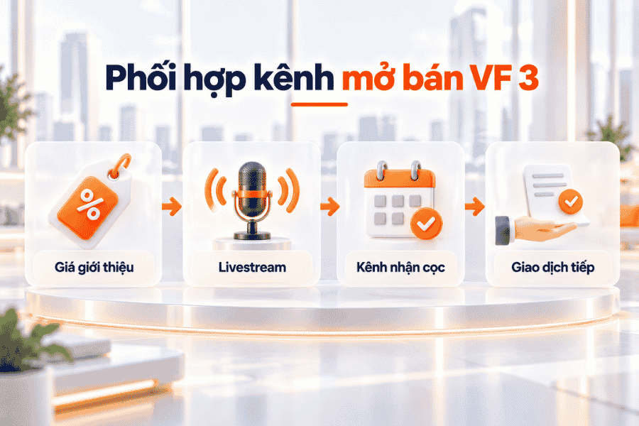 Cách phối hợp giá giới thiệu, livestream, kênh nhận cọc và giao dịch mua xe.