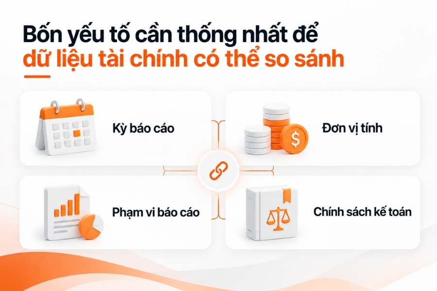 Bốn yếu tố cần thống nhất để dữ liệu tài chính có thể so sánh